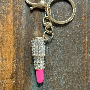 Rhinestone Lipstick Keychain Charm